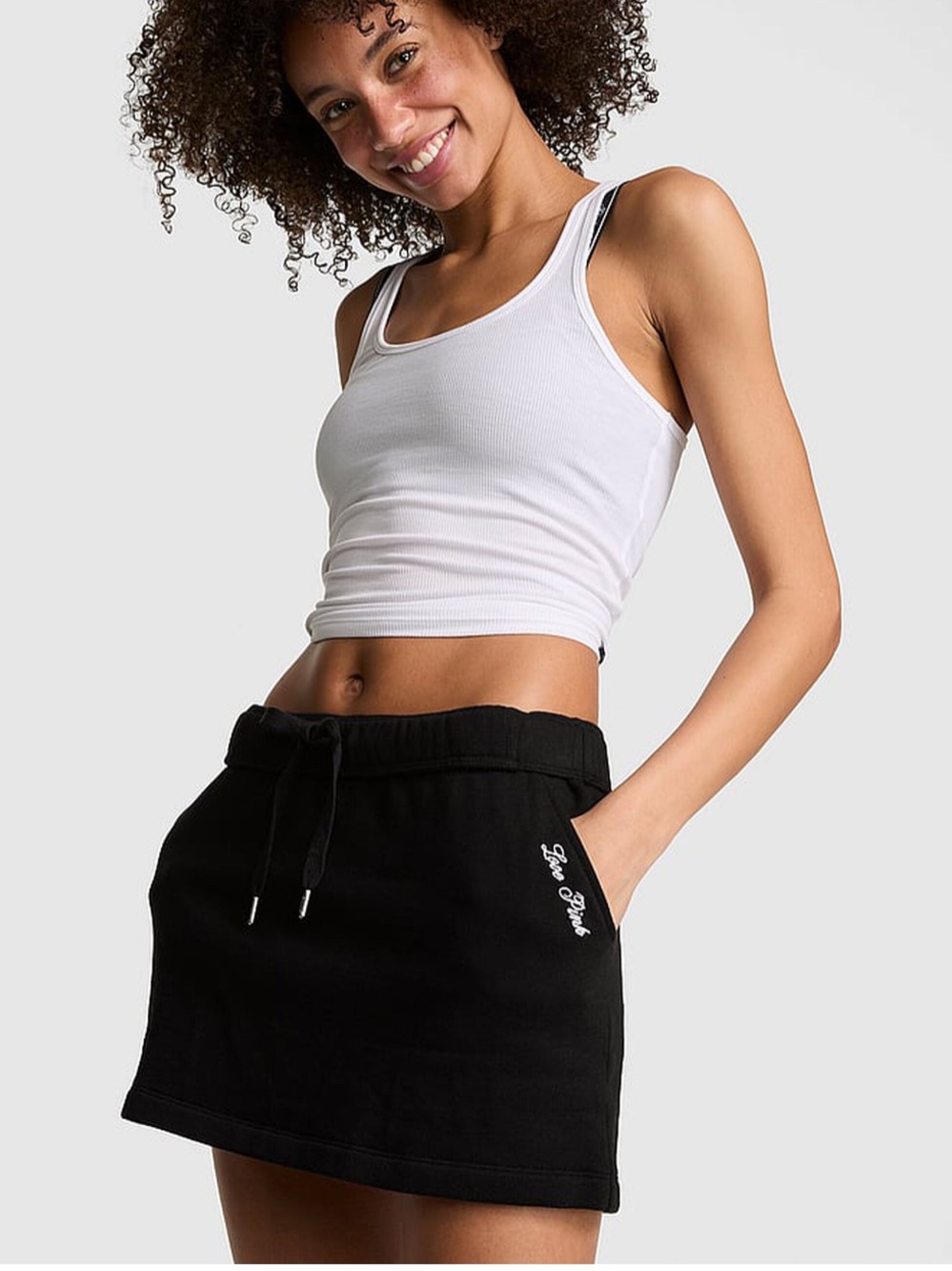 VS PINK Black Drawstring Lounge Skirt Large